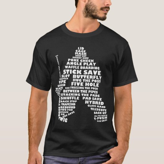 Hockey Goalie Word Art Typografisch T Shirt (Voorkant)