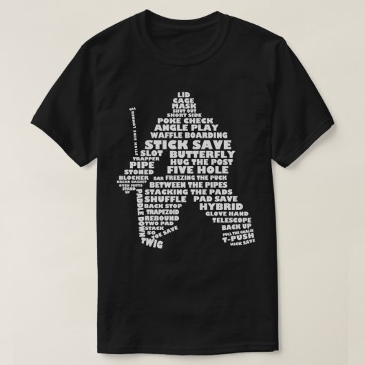 Hockey Goaltender Word Art T-shirt (Design voorkant)