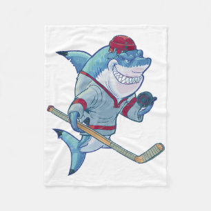 Hockey Haai Met Stick Helm Puck Grappige Haaien L Fleece Deken