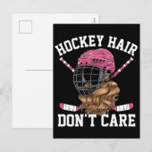 Hockey hair dont care a playful hockey design 2026 feestdagenkaart (Voorkant / Achterkant)