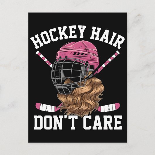 Hockey hair dont care a playful hockey design 2026 feestdagenkaart (Voorkant)