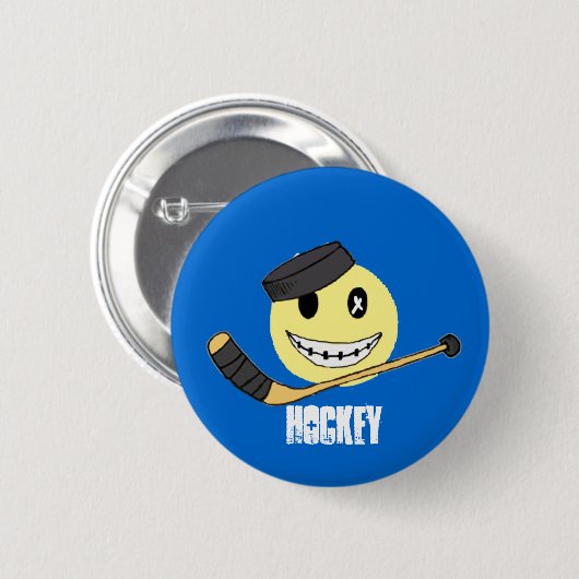 HOCKEY HAPPY RONDE BUTTON 5,7 CM (Voorkant /achterkant)