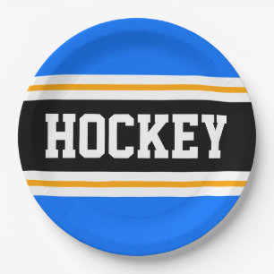 HOCKEY Helder Blauw Zwart Geel Racing Stripes Papieren Bordje