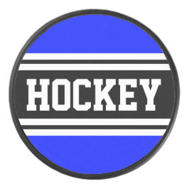 HOCKEY Helder Blauw Zwart Wit Racing Stripes Puck
