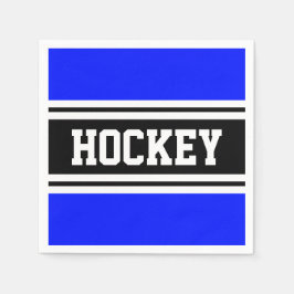 HOCKEY Helder Blauw Zwart Wit Racing Stripes Servet
