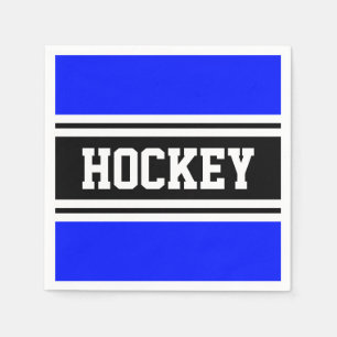 HOCKEY Helder Blauw Zwart Wit Racing Stripes Servet