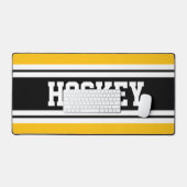 HOCKEY Helder Geel Zwart Wit Racing Stripes Bureaumat (Keyboard & Muis)