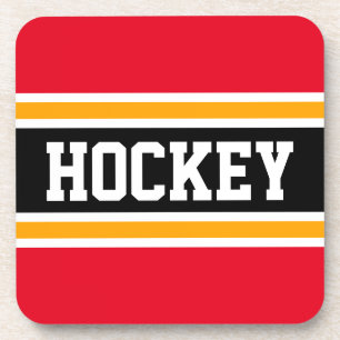 HOCKEY Helder Rood Geel Zwart Racing Stripes Bier Onderzetter