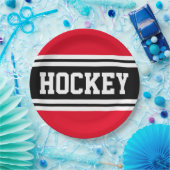 HOCKEY Helder Rood Zwart Wit Racing Stripes Papieren Bordje (Feest)