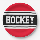 HOCKEY Helder Rood Zwart Wit Racing Stripes Papieren Bordje (Voorkant)