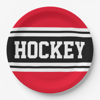 HOCKEY Helder Rood Zwart Wit Racing Stripes Papieren Bordje