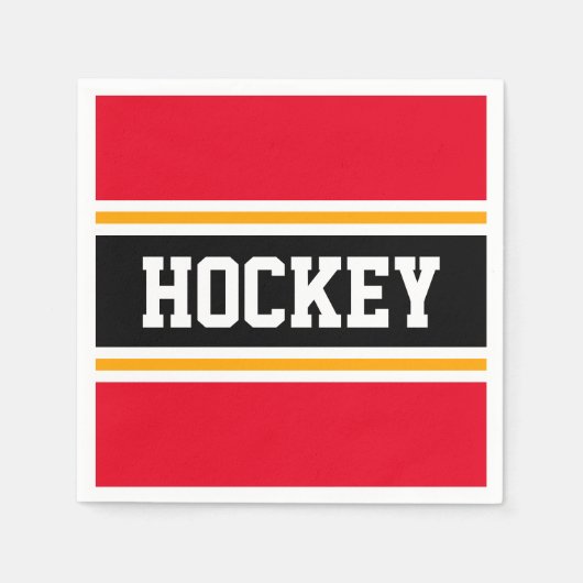 HOCKEY Helder Rood Zwart Wit Racing Stripes Servet (Voorkant)