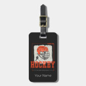 Hockey helm speler spel trainer of coach bagagelabel (Voorkant verticaal)