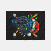 Hockey Helmet Christmas Lights Santa Hat Design Xm Fleece Deken (Voorkant (Horizontaal))