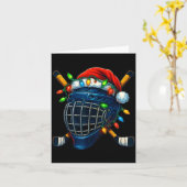 Hockey Helmet Christmas Lights Santa Hat Design Xm Kaart (Gele Bloem)