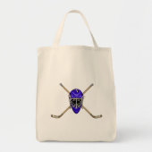 Hockey Helmet en Cross Sticks Blue Tote Bag (Voorkant)
