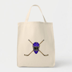 Hockey Helmet en Cross Sticks Blue Tote Bag