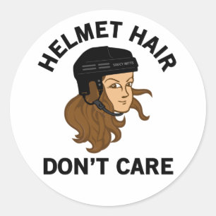 Hockey Helmet Hair Let niet op Brunette Ronde Sticker