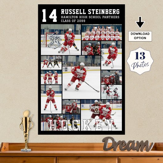 Hockey High School Senior 13 Photo Collage Poster