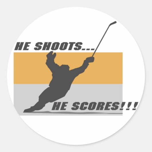 Hockey: Hij schiet..Hij scoort! Ronde Sticker (Voorkant)