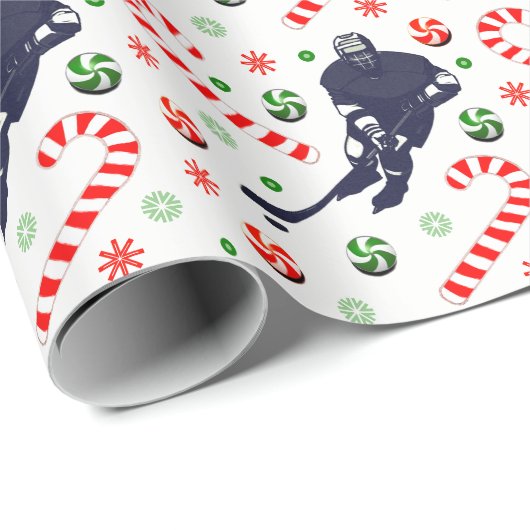 Hockey Holiday Gift Wrapping Paper Cadeaupapier (Rol Hoek)