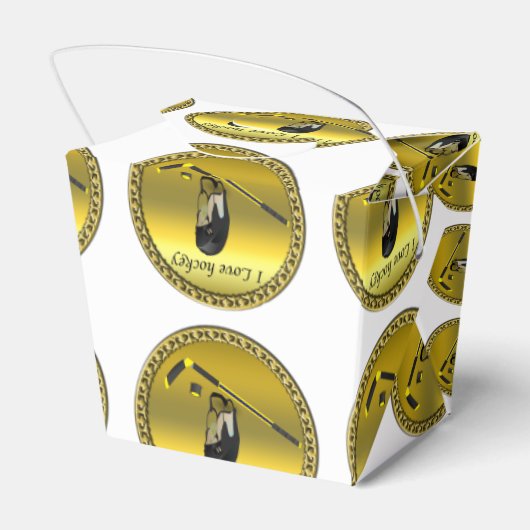 Hockey I Love custom design with stick and helm Bedankdoosjes (Achterkant)