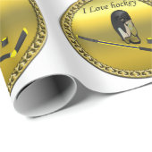 Hockey I Love custom design with stick and helm Cadeaupapier (Rol Hoek)
