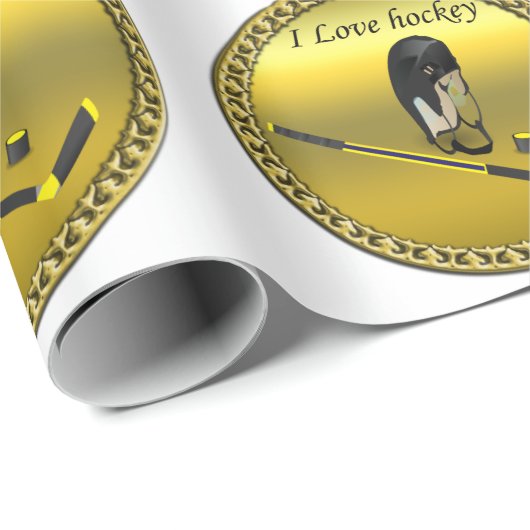 Hockey I Love custom design with stick and helm Cadeaupapier (Rol Hoek)