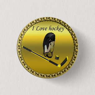 Hockey I Love custom design with stick and helm Ronde Button 3,2 Cm