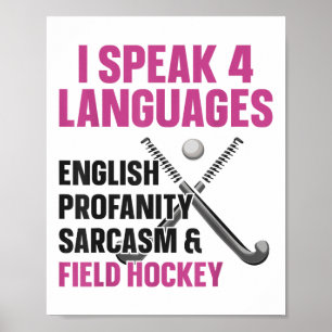 Hockey I Spreek 4 Talen Engels Obsceniteiten Poster
