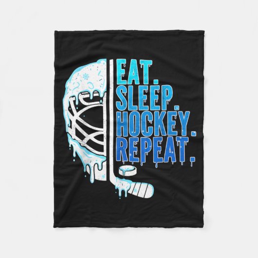 Hockey Ice Cream Drip Eat Sleep Hockey Repeat Boys Fleece Deken (Voorkant)
