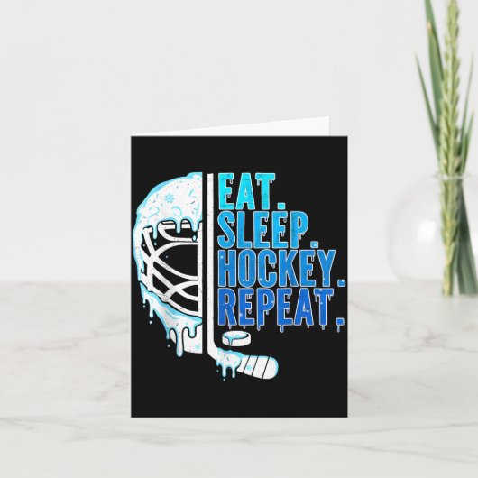Hockey Ice Cream Drip Eat Sleep Hockey Repeat Boys Kaart (Voorkant)