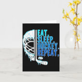 Hockey Ice Cream Drip Eat Sleep Hockey Repeat Boys Kaart (Gele Bloem)