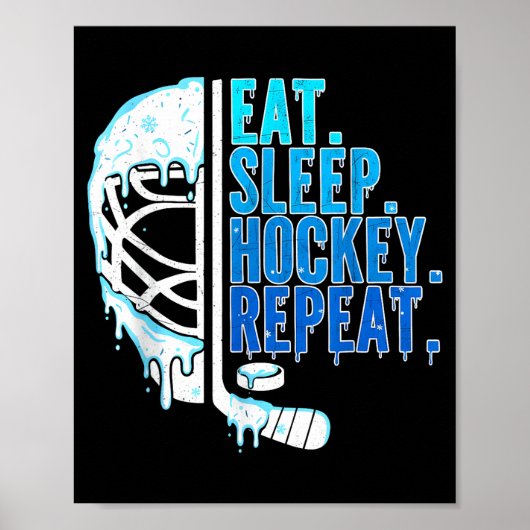 Hockey Ice Cream Drip Eat Sleep Hockey Repeat Boys Poster (Voorkant)