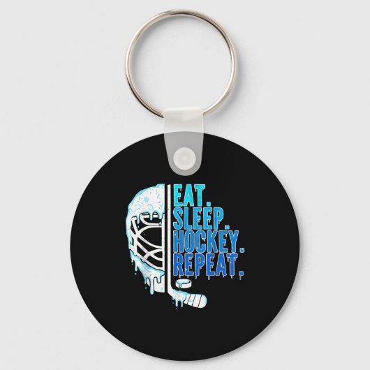 Hockey Ice Cream Drip Eat Sleep Hockey Repeat Boys Sleutelhanger (Voorkant)