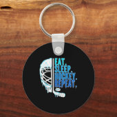 Hockey Ice Cream Drip Eat Sleep Hockey Repeat Boys Sleutelhanger (Voorkant)