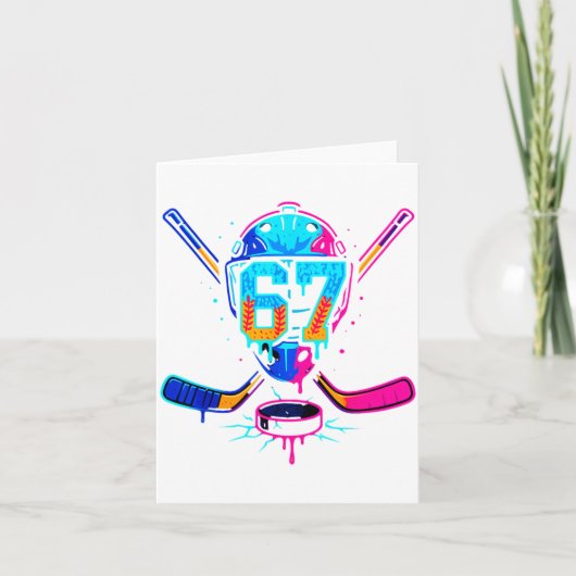 Hockey Ice Cream Drip Number 67 Player 67th Birthd Kaart (Voorkant)