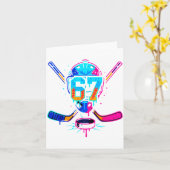 Hockey Ice Cream Drip Number 67 Player 67th Birthd Kaart (Gele Bloem)