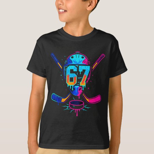 Hockey Ice Cream Drip Number 67 Player 67th Birthd T-shirt (Voorkant)