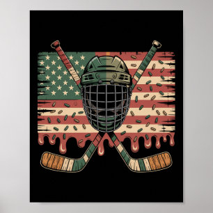 Hockey Ijs Camouflage Usa Vlag Poster