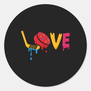 Hockey Ijs Cream Drip Jongens Ijshockey Liefde Jeu Ronde Sticker