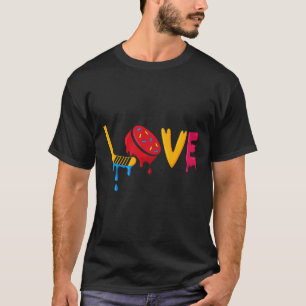Hockey Ijs Cream Drip Jongens Ijshockey Liefde Jeu T-shirt