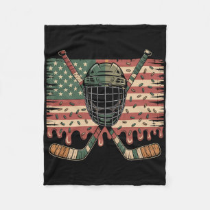 Hockey Ijs Drip Camo Usa Vlag  Fleece Deken