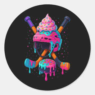 Hockey Ijs Drip Voor Jongens Mannen Vrouwen Kinder Ronde Sticker