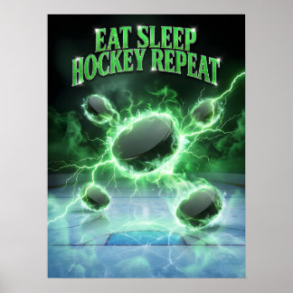 Hockey Ijs Neon Herhaal Poster