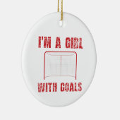 Hockey Ik ben een meisje met doelen Keramisch Ornament (Rechts)