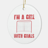 Hockey Ik ben een meisje met doelen Keramisch Ornament (Links)