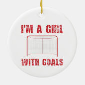 Hockey Ik ben een meisje met doelen Keramisch Ornament (Achterkant)