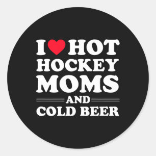 Hockey Ik hou van hete hockey moeders en koud bier Ronde Sticker
