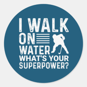 Hockey ik loop op water ronde sticker